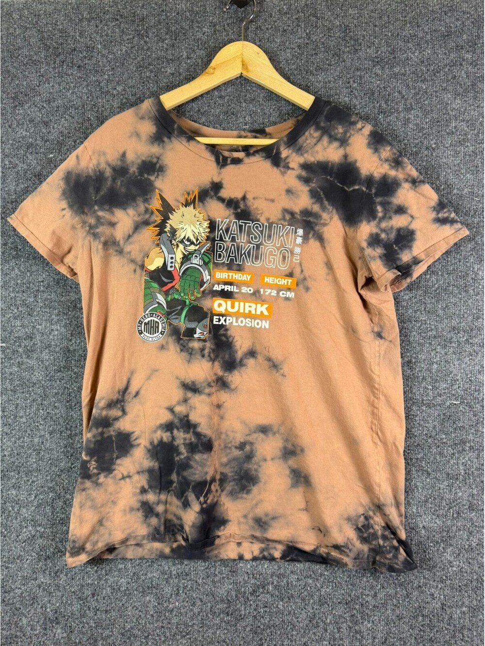 My Hero Academia Shirt Mens Large Katsuki Bakugo Quirk Explosion Tie Dye Graphic